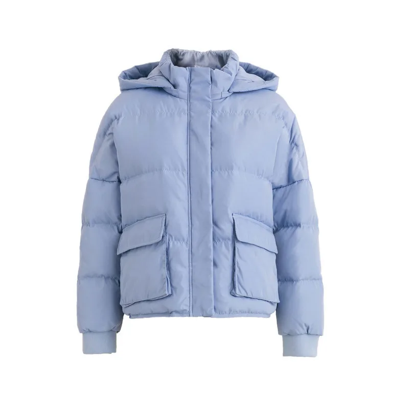 INMAN зимнее женское свободное теплое короткое пальто с капюшоном - Цвет: Sky Blue