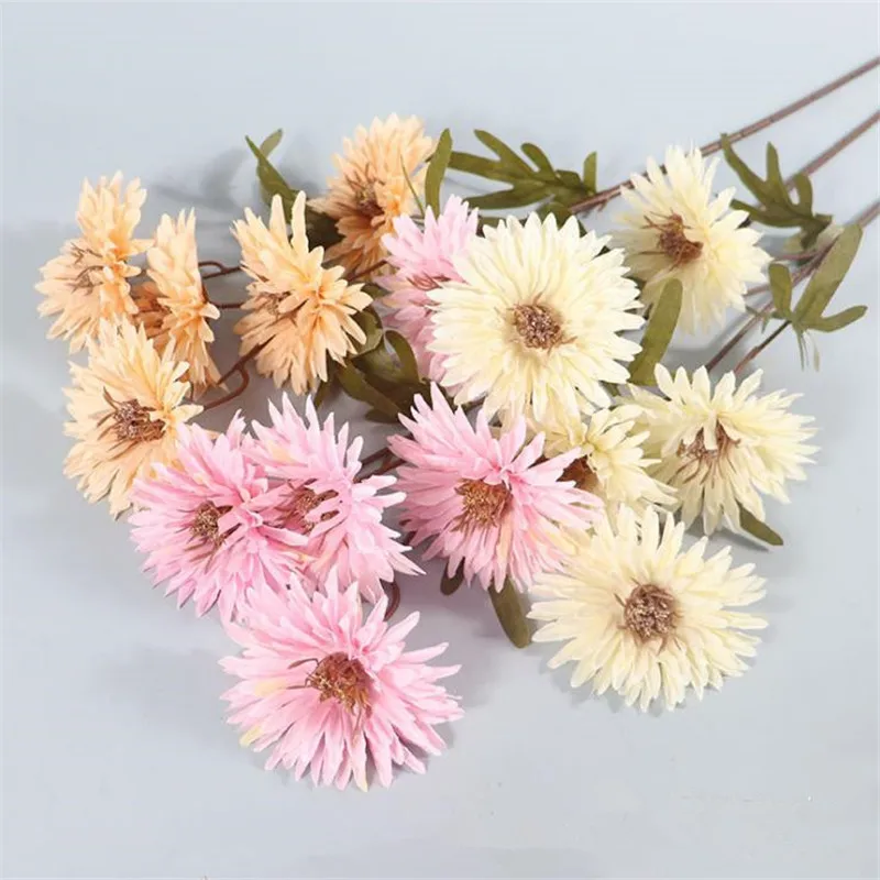 10 шт. поддельные стилизованные под языки пламени и принтом в виде хризантем (5