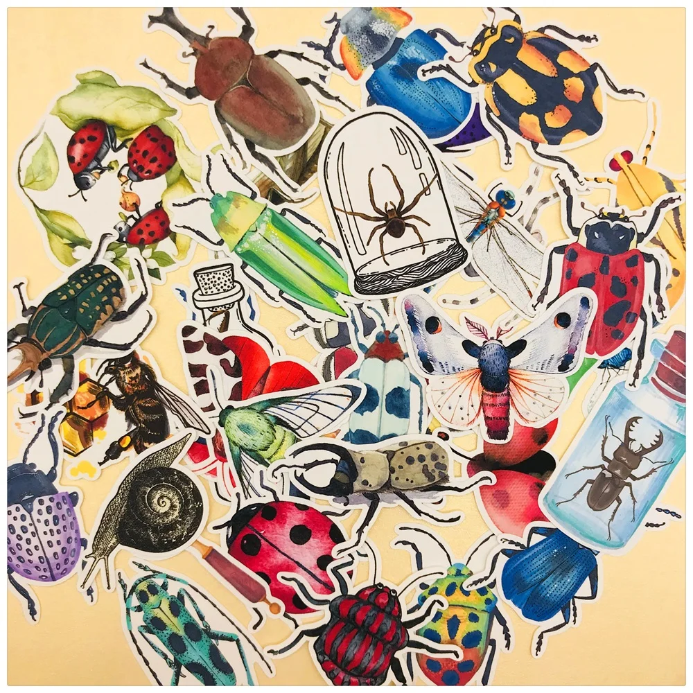 36 шт./компл. винтажная наклейка в виде божьей коровки насекомых сделай сам