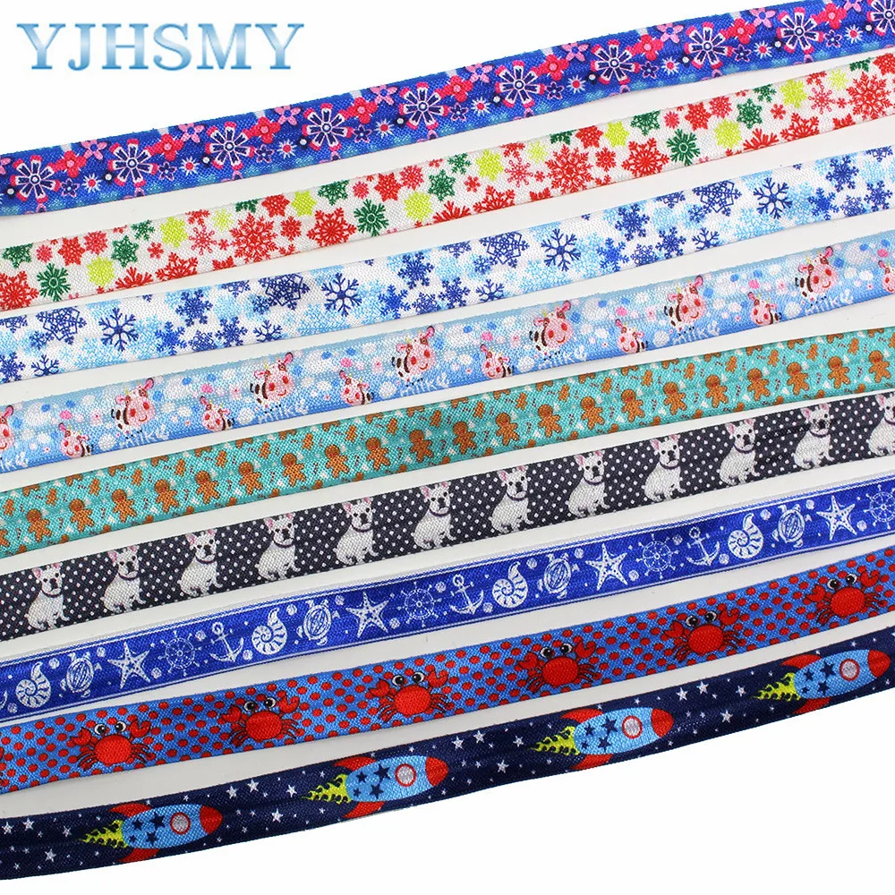 

E-20421-632 16 мм Печатная эластичная лента с мультяшным принтом, DIY аксессуары ручной работы, декоративная лента