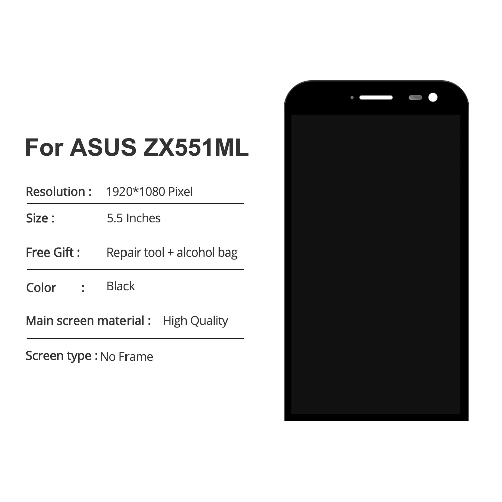 5.5&quot inch ZX551ML LCD For Asus Zenfone Zoom Display Touch Screen Digitizer Full Assembly free tools | Мобильные телефоны и