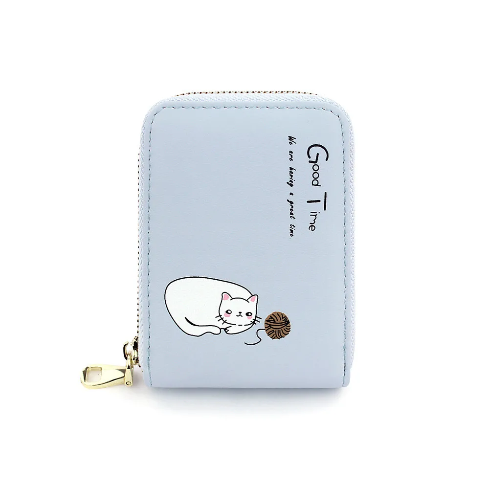 

Women Faux Leather Wallet Fashion Zipper Money Letter Cat Wallets Key Case Coin Card Package Holders PU Lady Purse
