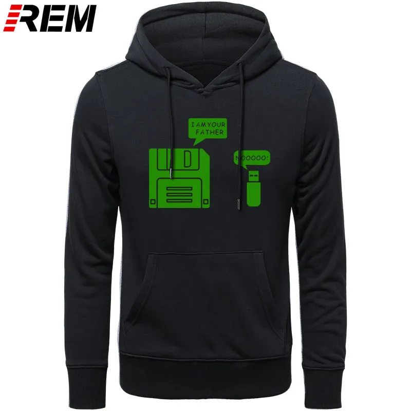 REM USB дискета я ваш отец мужские хлопковые с длинным рукавом юмором диск повседневные Camisetas Hombre мужские кофты с капюшоном, толстовки - Цвет: BLACK GREEN