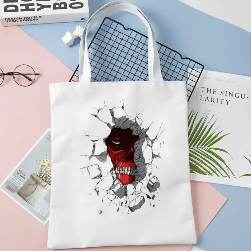 Сумка для покупок MIkasa с принтом атака на Титанов большие холщовые сумки-тоуты