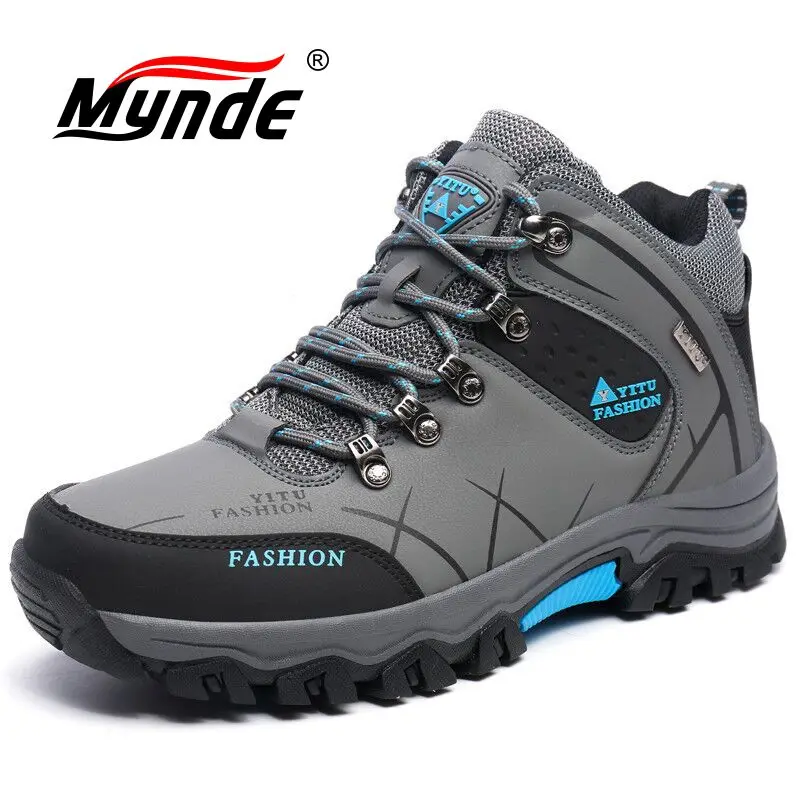 Мужские кожаные ботинки на шнуровке коричневые непромокаемые ботильоны с