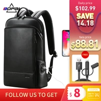 BOPAI Men Backpack Genuine Leather Slim Laptop Backpack for 15 6 Inch Fashion Office Waterproof Business Backpacks Mochila