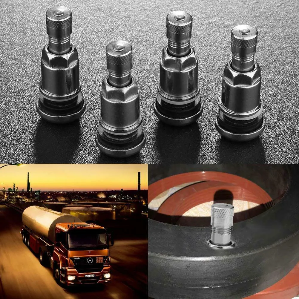 

4X Automobile Tire Explosion-Proof Valve Tubeless Tire Valve Car Valve Core Silver Alloy + Rubber For Most Types Of Trucks 45*1