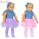 Джинсовая юбка 43 см, модное джинсовое платье с бантом и зажимом для волос, подходит для кукол 17,18 дюйма, Одежда для кукол, подходит для американской куклы