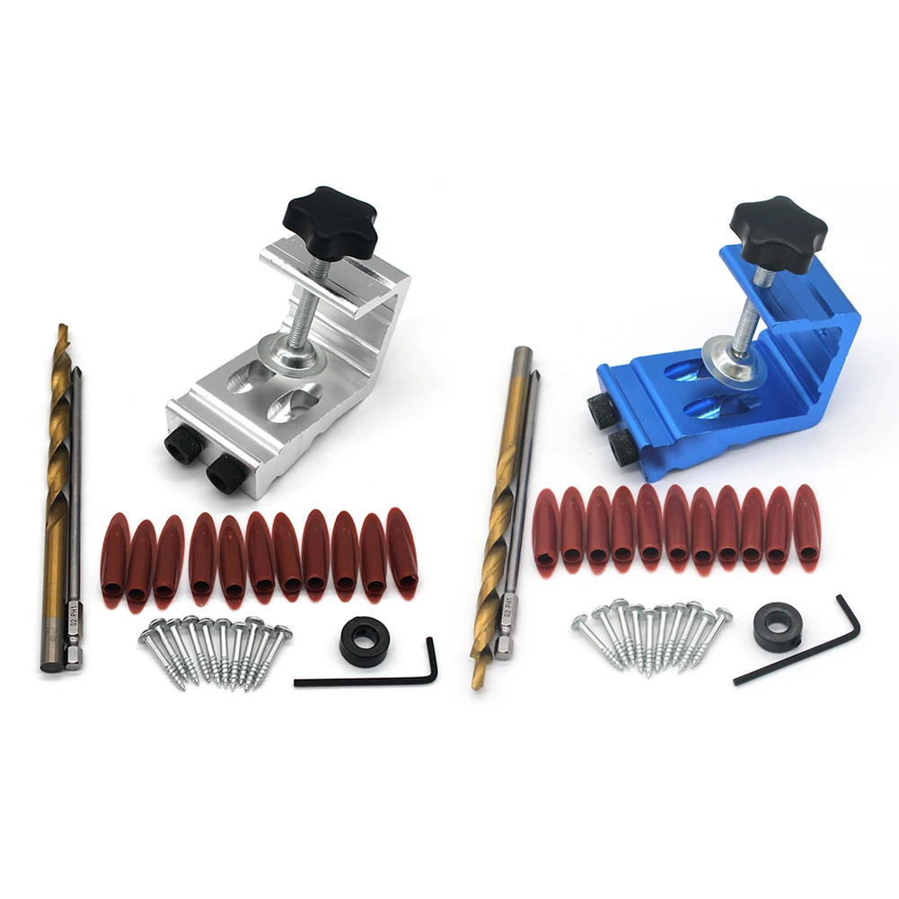 

Oblique Hole Locator Drill Guide Puncher Dowel Jig Kit with 9mm Drill Bit DIY Carpenter Woodworking Hand Tools Set