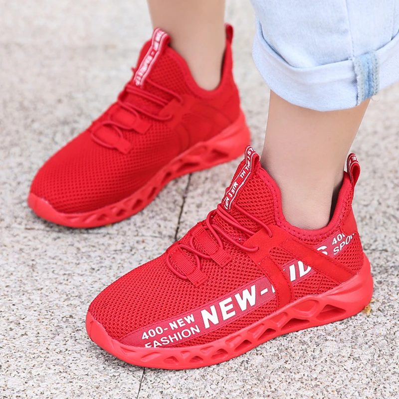 Kid Running Sneakers Breathable Boys Girls Sport Shoes New Children Non-slip Casual Footwear Tenis Infantil Chaussure Enfant Red