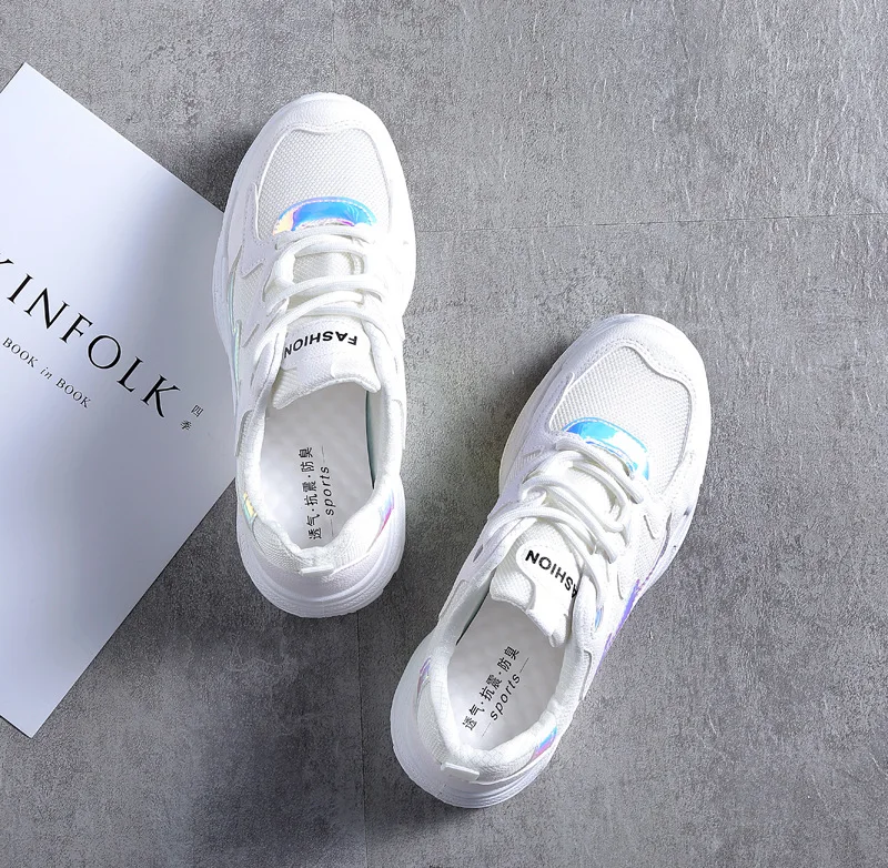 Кроссовки женские на платформе дышащие сетчатые повседневная спортивная обувь