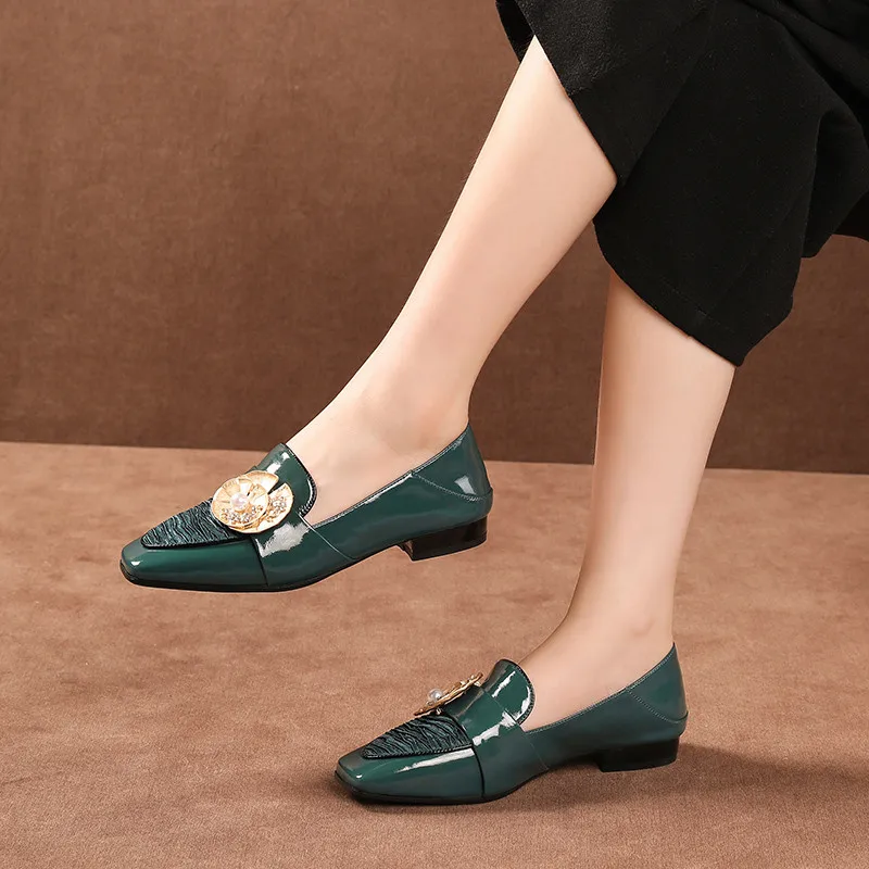 

ASUMER 2020 newest patent leather flat shoes women Metal decoration spring summer single shoes comfortable casual shoes woman