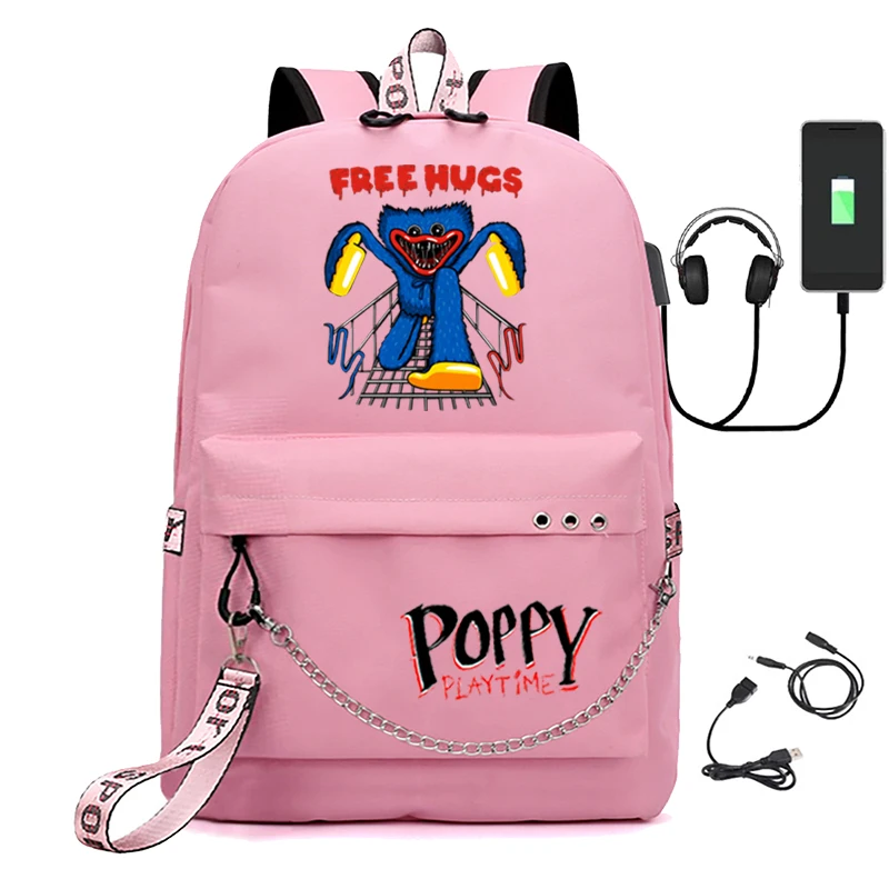 

poppy usb charging backpack travel notebook kids student gift bag