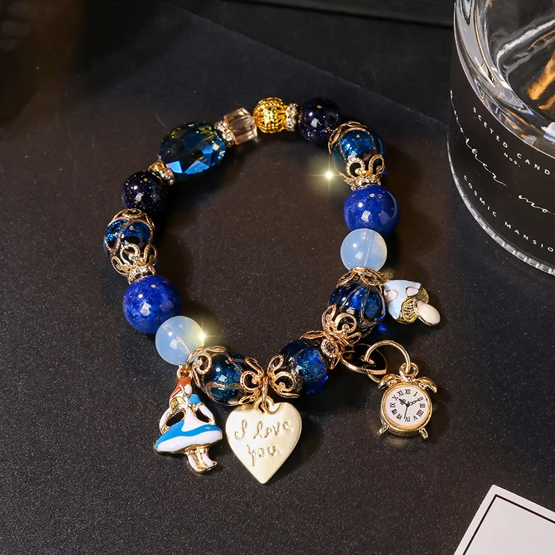 

Simple Bohemian celebrity style retro natural stone crystal personality versatile jewelry simple stretch bracelet hot sale