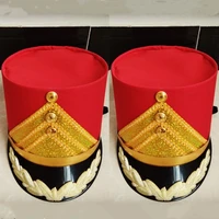 red top hat for children and adults school stage performance hats drum team hats music guard of honour accessories military cap