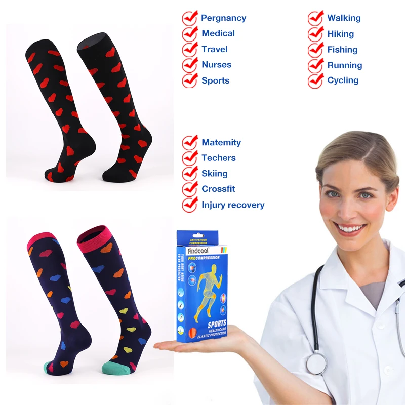 Гольфы Findcool компрессионные носки гольфы ниже колена для женщин и мужчин