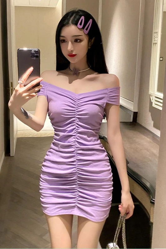 

Net red with live anchor clothing 2021 spring and summer new temperament shoulder fold bag hip dress women's clothing