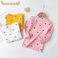 bear leader girls casual sweaters 2021 new autumn spring kids baby heart print clothing fashion soft clothes sweet toddler suits