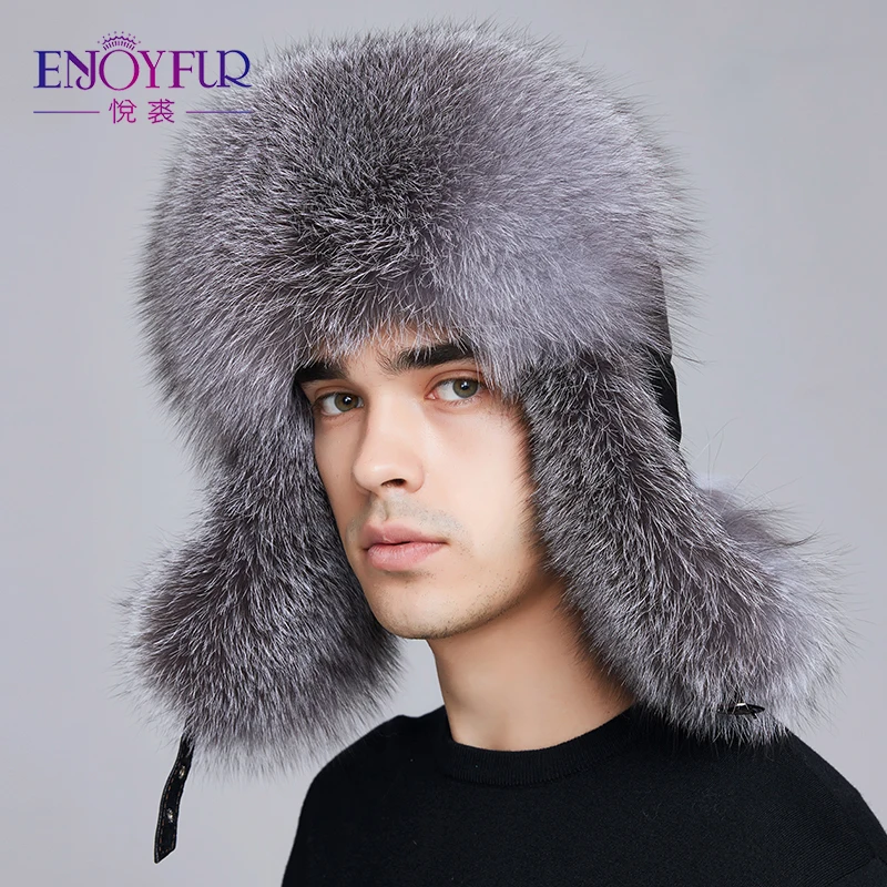 Шапка ушанка ENJOYFUR теплая шапка из натурального меха лисы для русской зимы|fur hat