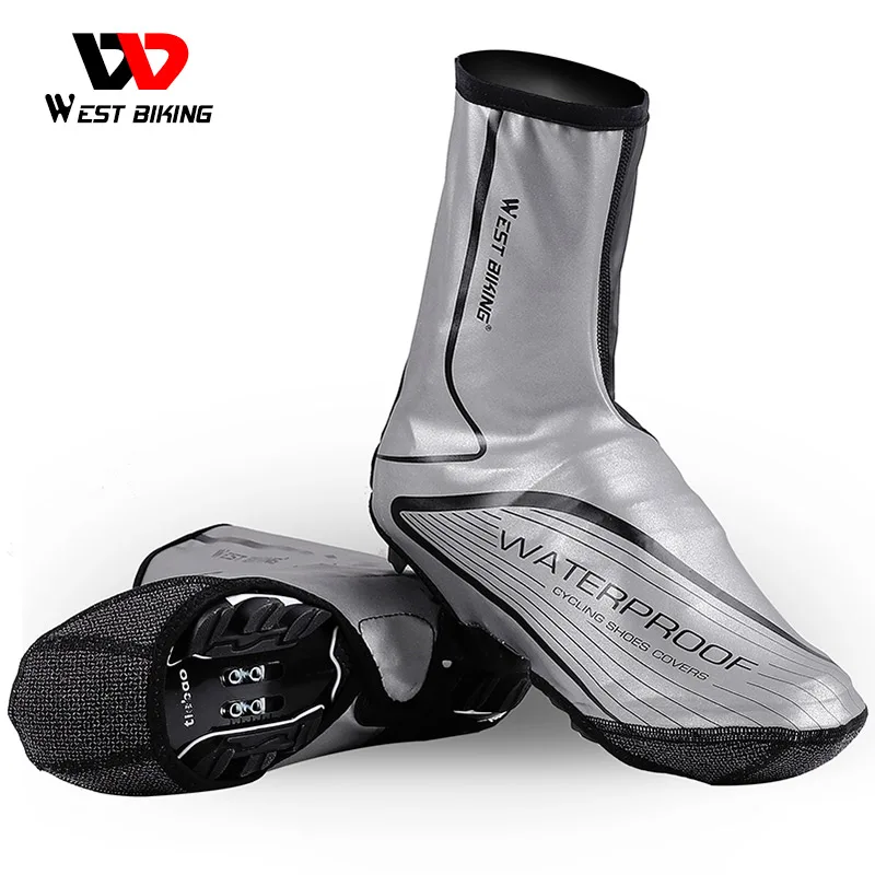 

WEST BIKING Водонепроницаемая велосипедная обувь с защитой от ветра, на молнии, чехол для обуви для MTB велосипеда, светоотражающий чехол для вело...
