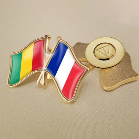 Гвинея и Франции перекрестные двойной флаг дружбы значков на булавке брошь значки