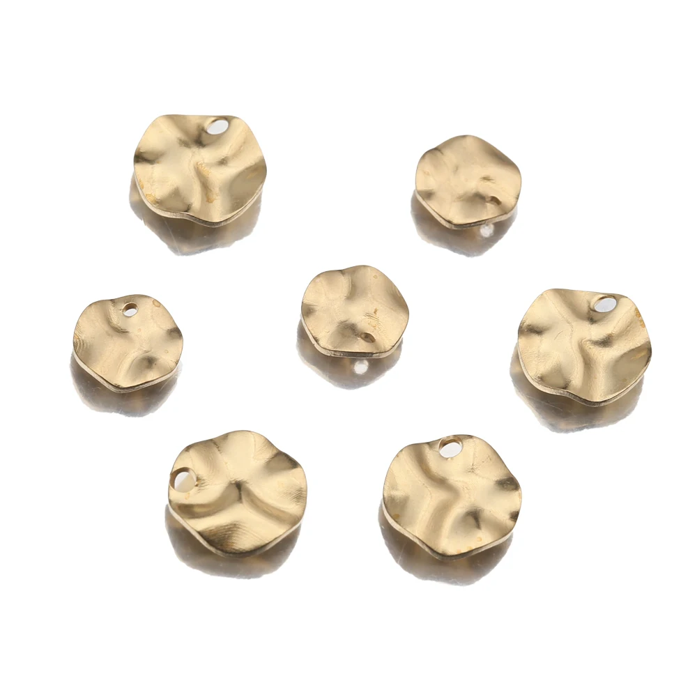 

50Pcs/Lot Raw Brass Trinkets Distorted Round Coin Charms for jewelry Making Diy Earrings Necklace Anklet Accessories Wholesale