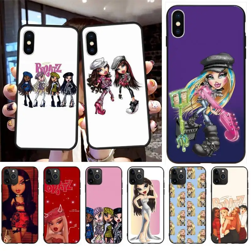 Модный бренд Кукла Bratz черный ТПУ мягкий чехол для телефона iPhone 11 pro XS MAX 8 7 6 6S Plus X 5S