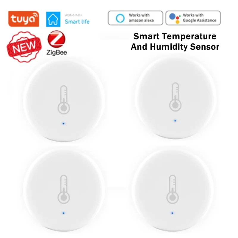 

Беспроводной смарт-датчик температуры и влажности Tuya ZigBee, умный дом с управлением через приложение, совместим с Alexa Google Home