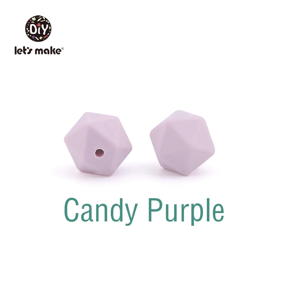 Candy Purple Let's Make 10 шт. 14 мм Силиконовые Бусины шестиугольник Bpa Бесплатно Силиконовый Прорезыватель Diy Прорезыватель для зубов Детские Жевательные Аксессуары Детские Прорезыватели - Цвет: Candy Purple