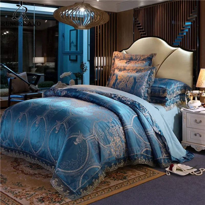 

Tencel satin lace Bedding set New Style Bedding Silk Frozen Quilt Cover Bed Sheet 4PCS Set Bed Pillowcase King Queen twin Size