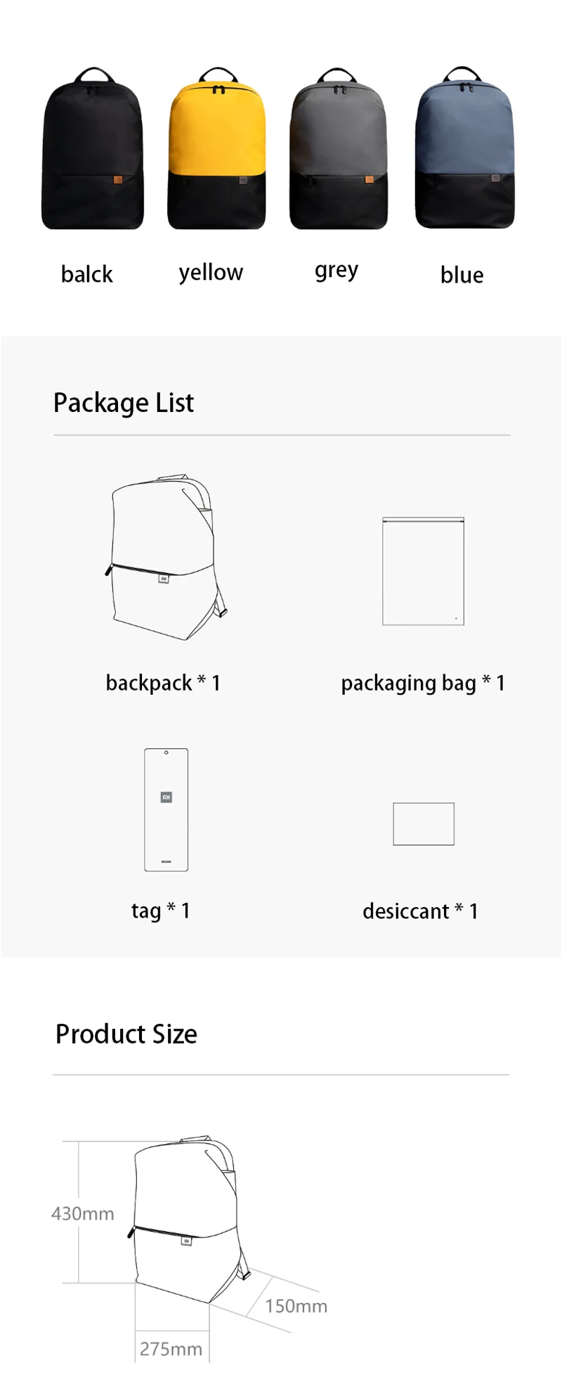 Xiaomi Mijia новейший Простой повседневный рюкзак 20L большой емкости 450g Ультра легкий инновационный водонепроницаемый рюкзак для ноутбука