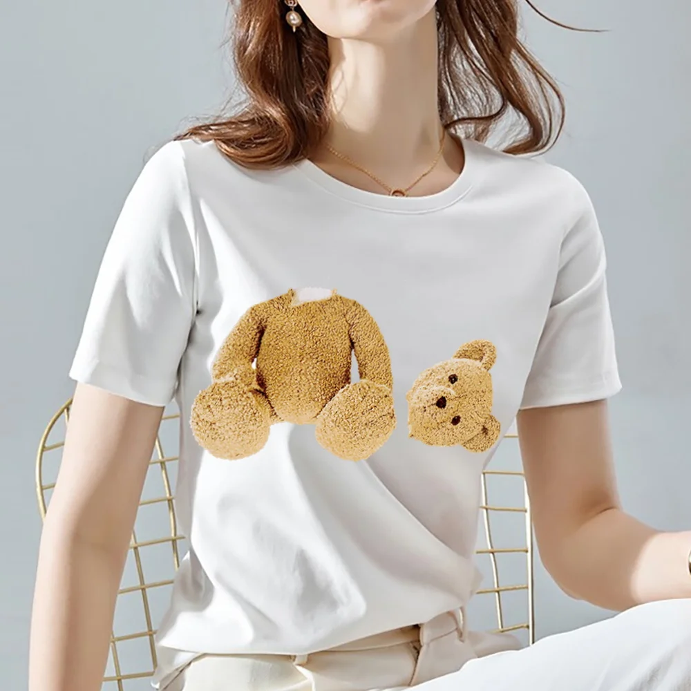 

Summer New Women's T-shirt Cute Cartoon Bear Print Series Short-sleeved Ladies Tees All-match O-neck Ladies Tops Short-sleeved