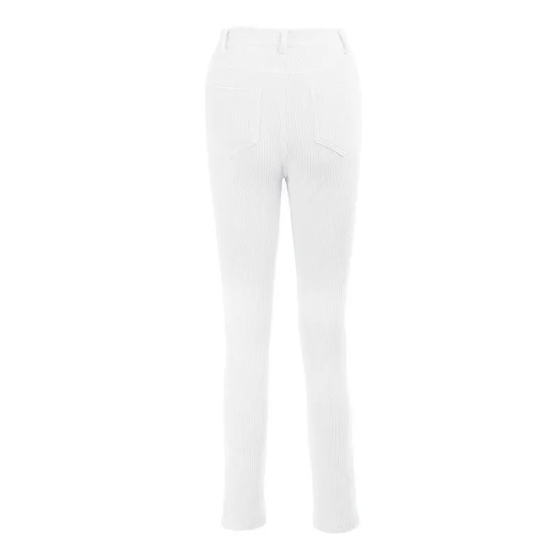 

Solid Corduroy Pants Autumn Fashion Women Slim High Waist Pencil Pants 90S Streetwear Casual Trousers