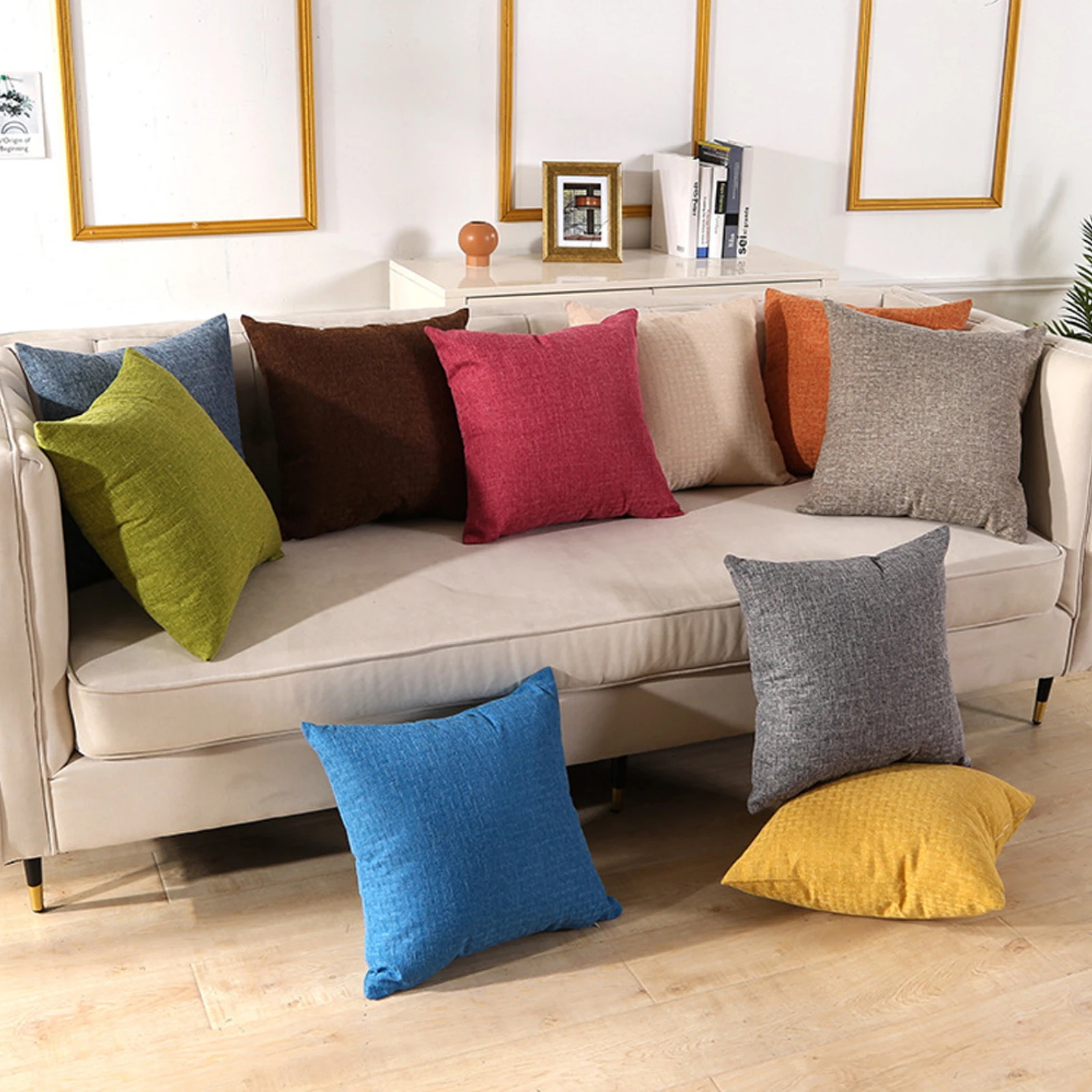 

Льняная Подушка Чехол для подушки 45*45 однотонная Цвет Подушка Чехол Cojines декора диван подушками комнаты, декоративная наволочка