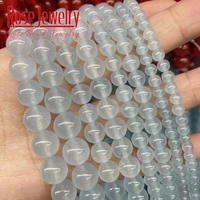 natural stone light blue chalcedony jades beads round loose spacer bead 4mm 12mm 15strand for jewelry making diy charm bracelet