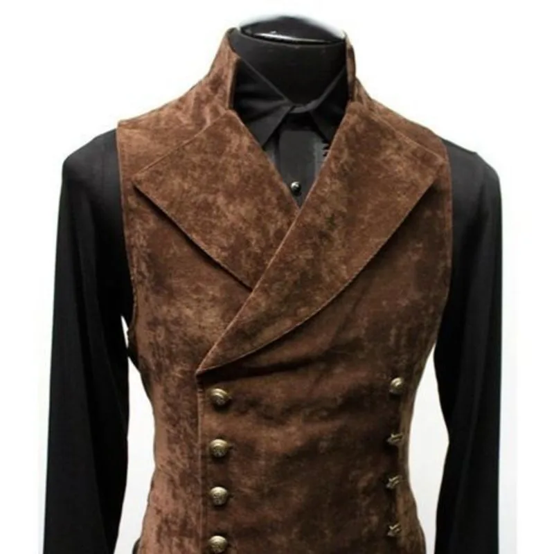 

Retro Vest Men's Stand-up Collar Fashion Simple Classic Sleeveless Jackets Fashion Double-breasted Waistcoat Slim Male Clothes