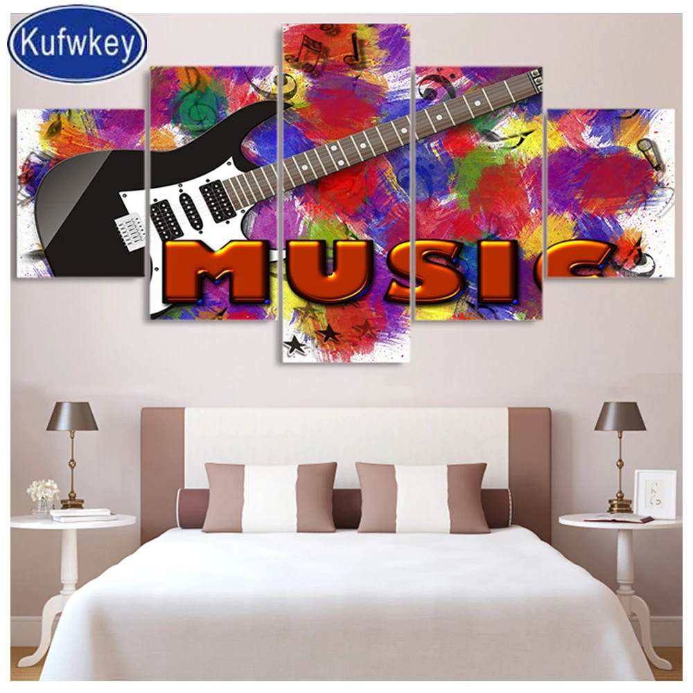 Алмазов картина 5 шт. гитара Музыка искусство алмазной вышивки крестом Алмазная