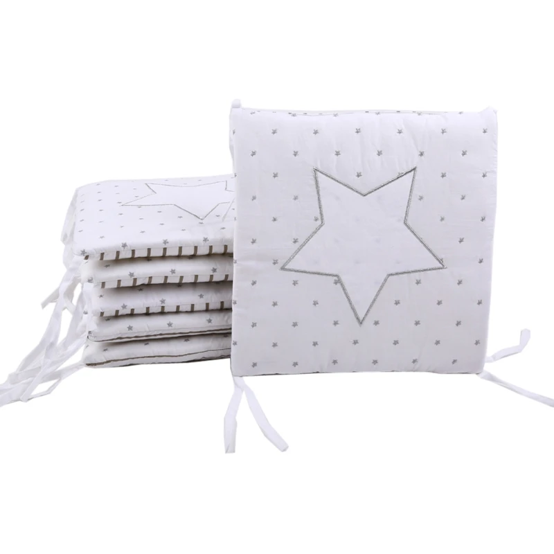 

6pcs Stars Design Baby Bed Thicken Bumper Set Crib Around Cushion Cot Protector Pillows Newborns Room Decor