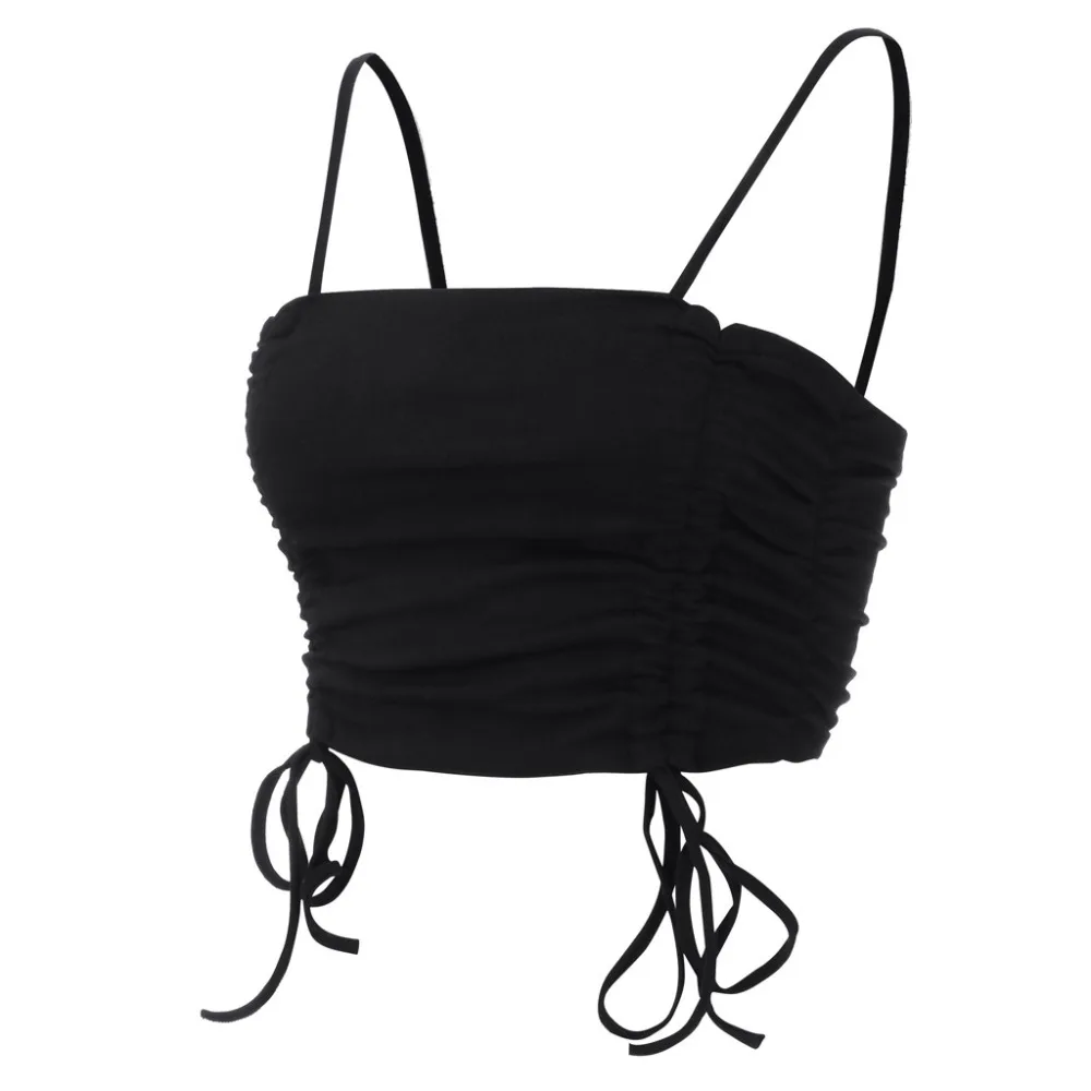 Женский укороченный топ сексуальная Женская повязка с рюшами короткий топ с открытыми плечами Топ Без Рукавов дикая короткая повязка бюстгальтер со шнуровкой 10X