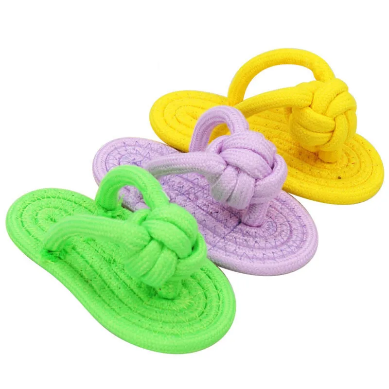 Игрушечная собачья веревка цветная тканая хлопковая жевательная игрушка для