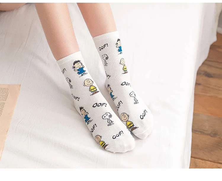 Ins стиль носки для женщин мультфильм аниме Досуг хлопковые носки Snoopy собака колледж Стиль студенческие Гольфы Q1526