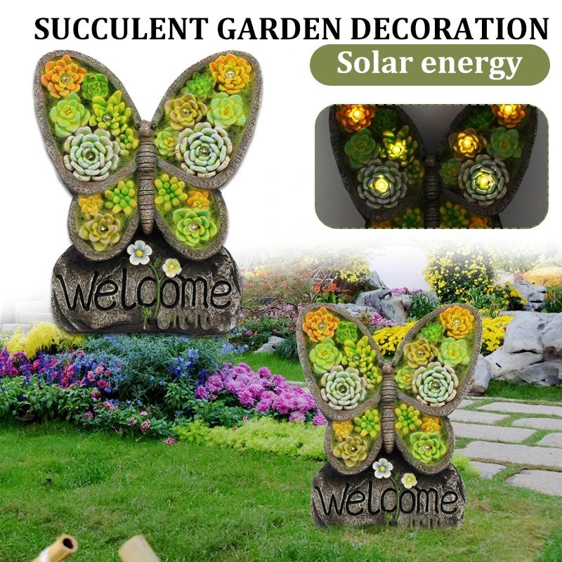 

Resin Solar Candle Ormament with Flameless LED Handmade Craft Butterfly Shaped Durable for Indoor Outdoor C1