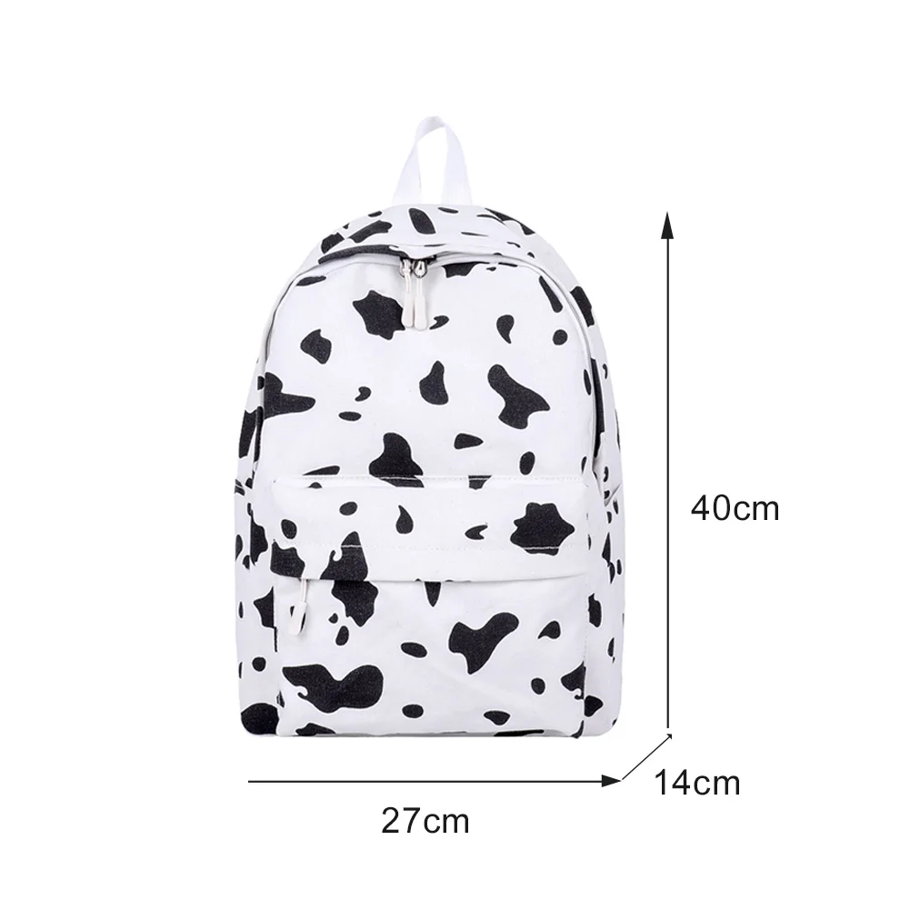 

Cow Milk Print Canvas Backpack Women Students Girls Daily Casual Bag Large Capacity Shoulder School Bag 2020 Fashion Popular