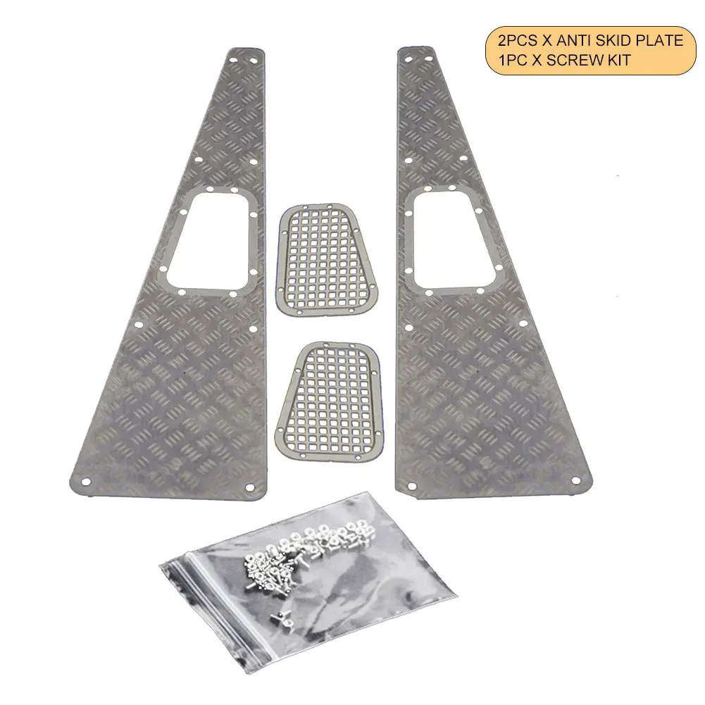 

2pcs Anti Skid Plate Engine Cover Professional Side Stainless Steel Removable Board Easy Install For Traxxas TRX4 RC Crawler