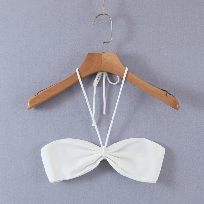 

Spring New Women's Sexy Style Dress Solid Color Neck Design Bandage For Backless Decoration Women's Sexy Bra Two Piece Dress