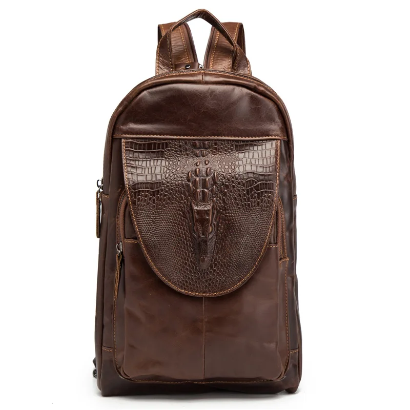 Мужской рюкзак из натуральной кожи с узором под кожу крокодила | Багаж и сумки