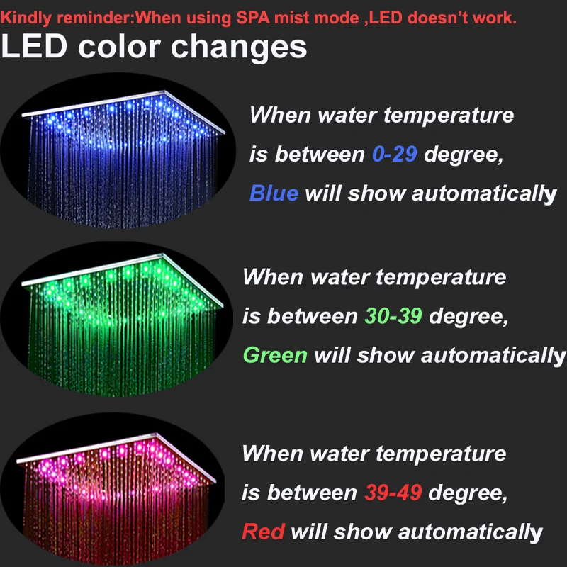 Насадка для душа 16 &quot/20&quot меняющая цвет светодиодный датчик температуры