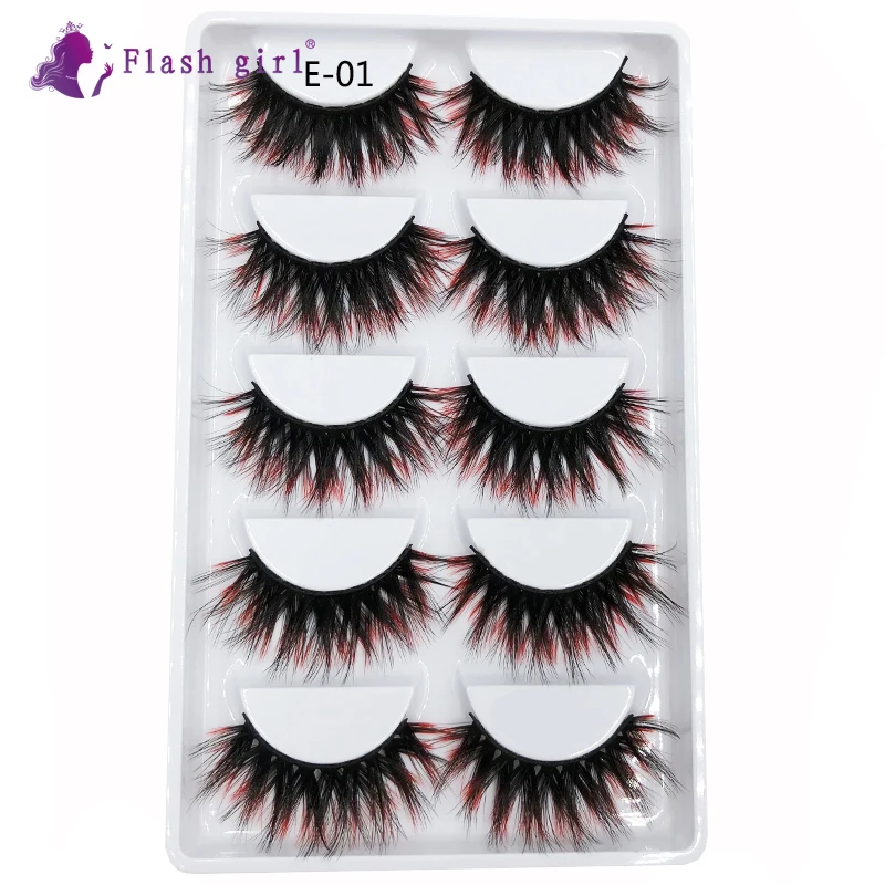 

Flash Girl 3D Mink Eyelashes E01 Colorful False Eyelashes Dramatic Volume Fake Eye Lashes Makeup Eyelash Extension For Party