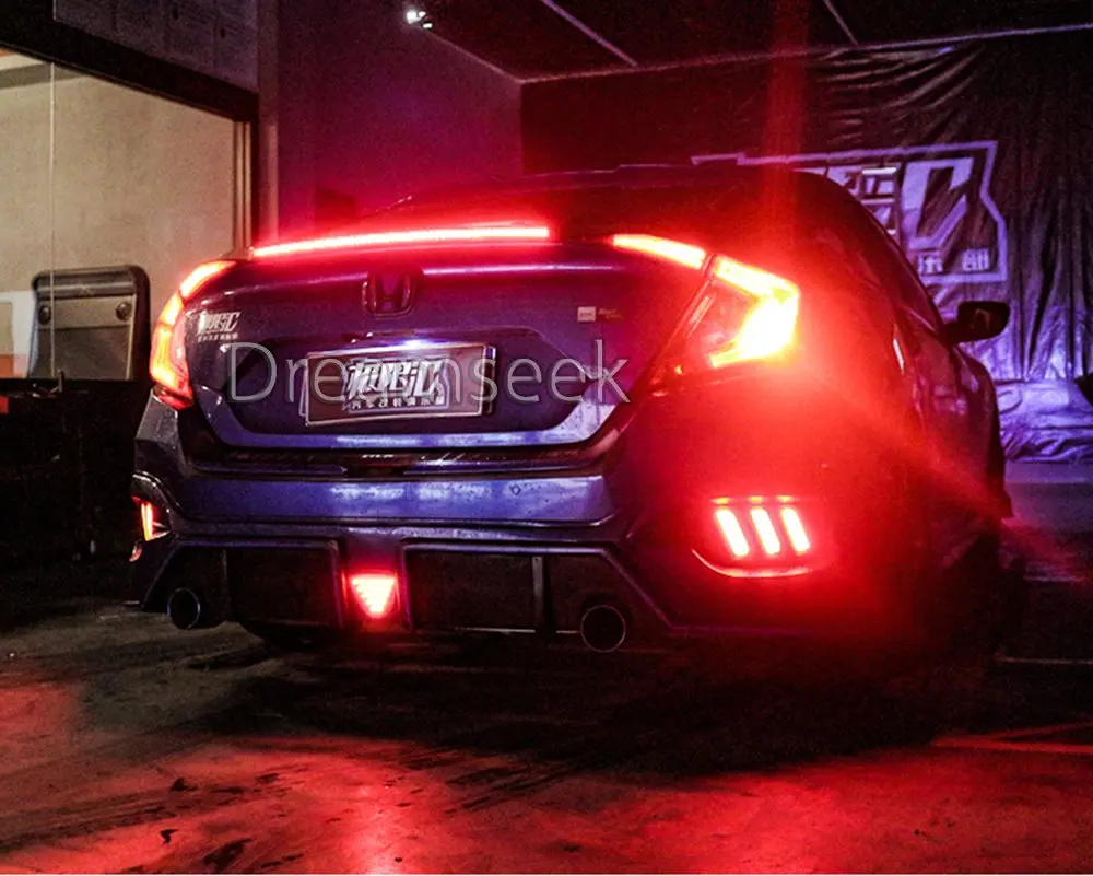 Задний фсветильник на бампер для Honda Civic 2016 2017 2018 красный светодиодный отражатель