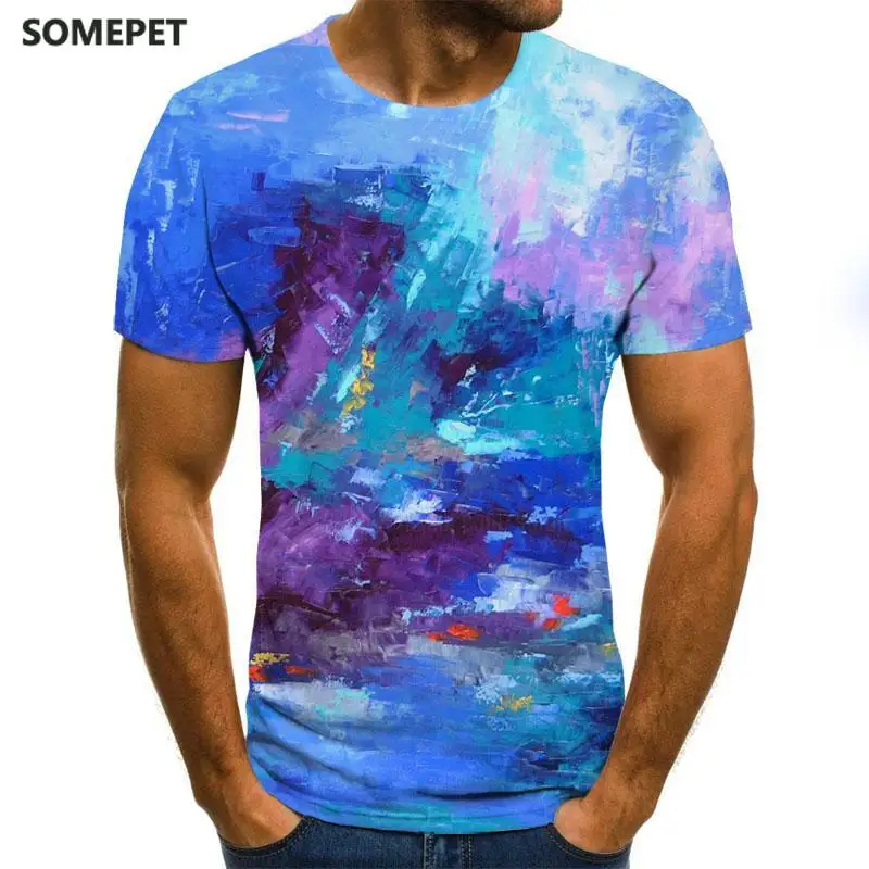 

2020 New Men'S T-Shirt Color Printing Summer Shirt T-Shirt Brand T-Shirt Increase Size Short Sleeve Funny Shirt